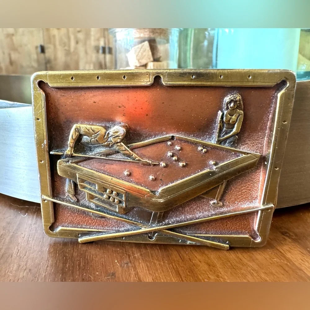 Vintage Bergamot Brassworks Pool Table Buckle